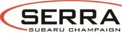 Logo: Serra Subaru Champaign black text with a red 'swoop'